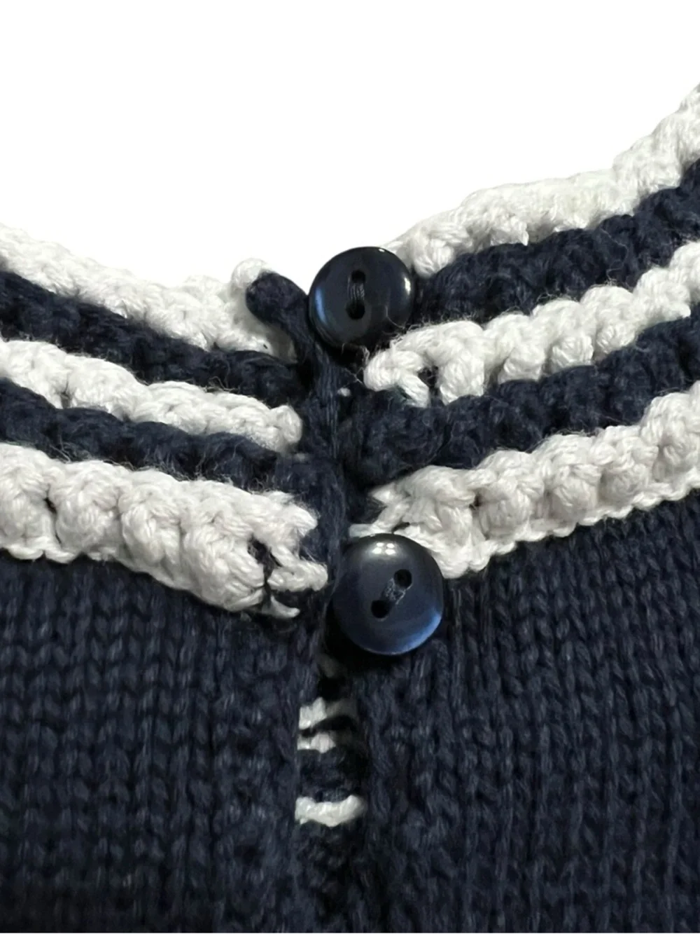 Baby Gap 5Y Navy Chevron Trim Crochey Knit Dress